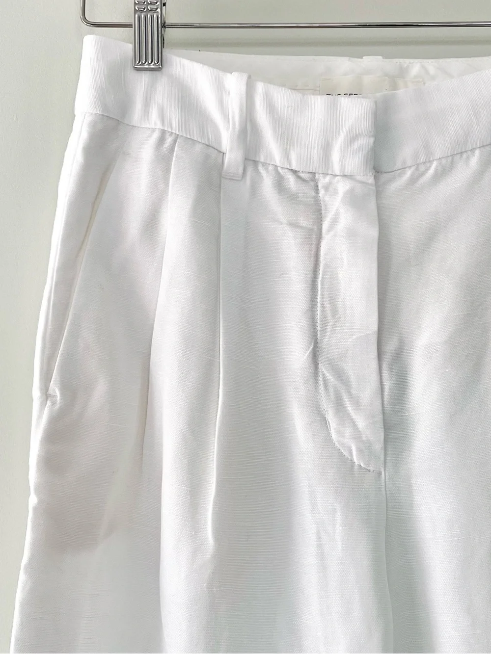 Aritzia Wilfred The Effortless Pant Size 4 White Cruise Linen Wide-Leg Cropped